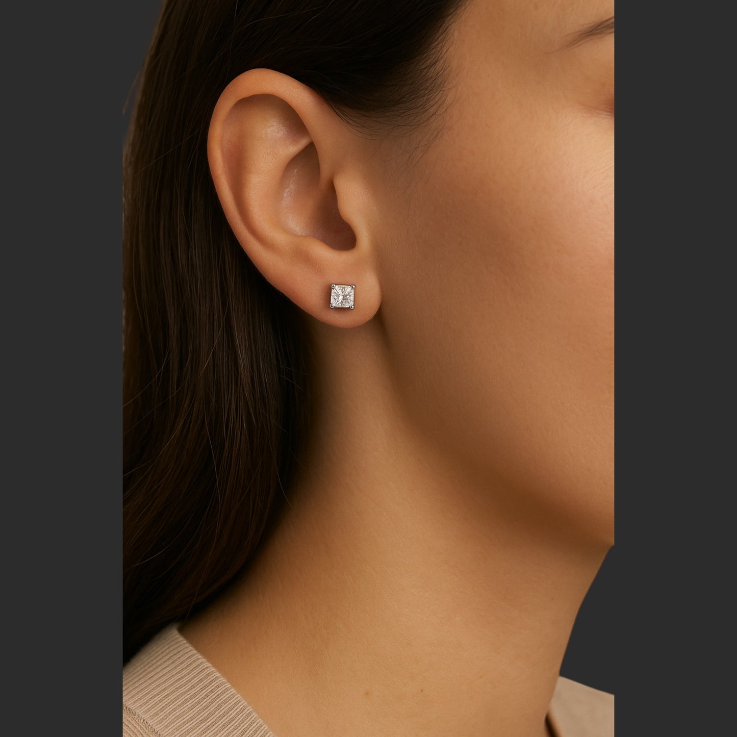 Princess-Cut Moissanite Stud Earrings
