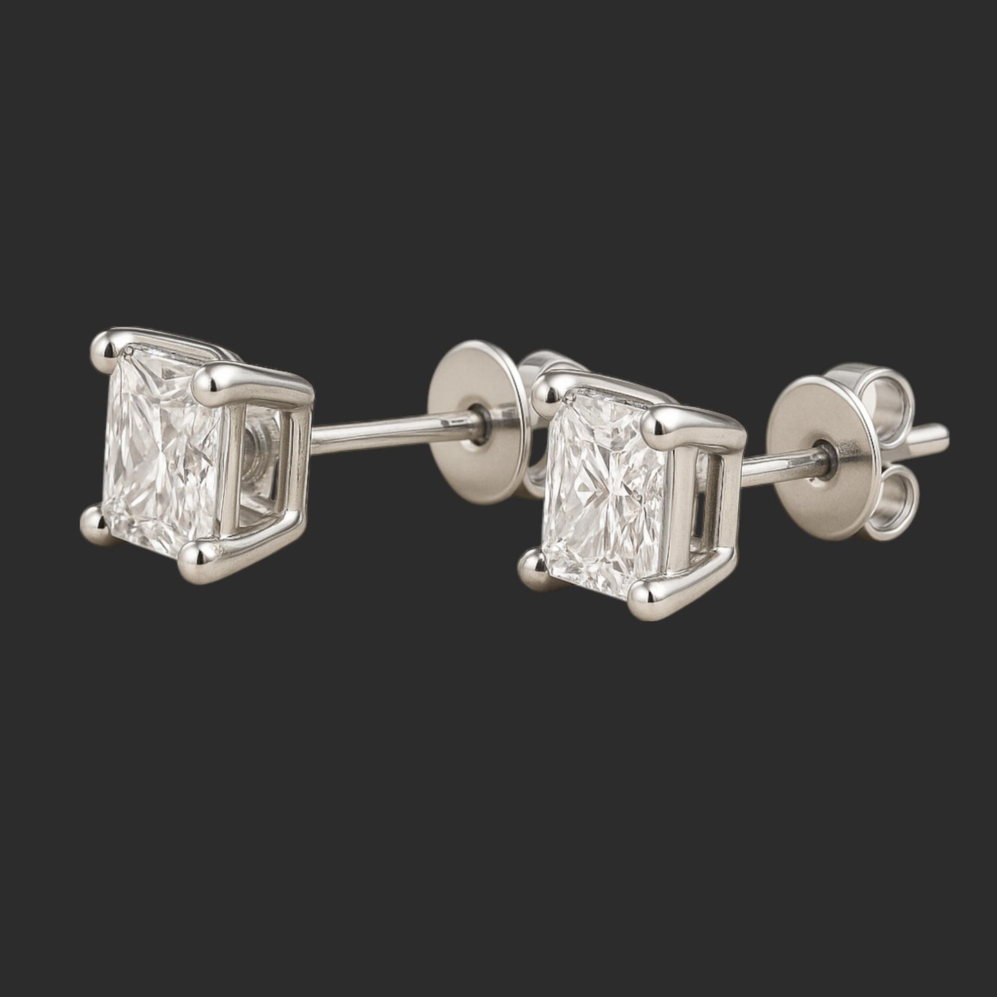 Princess-Cut Moissanite Stud Earrings