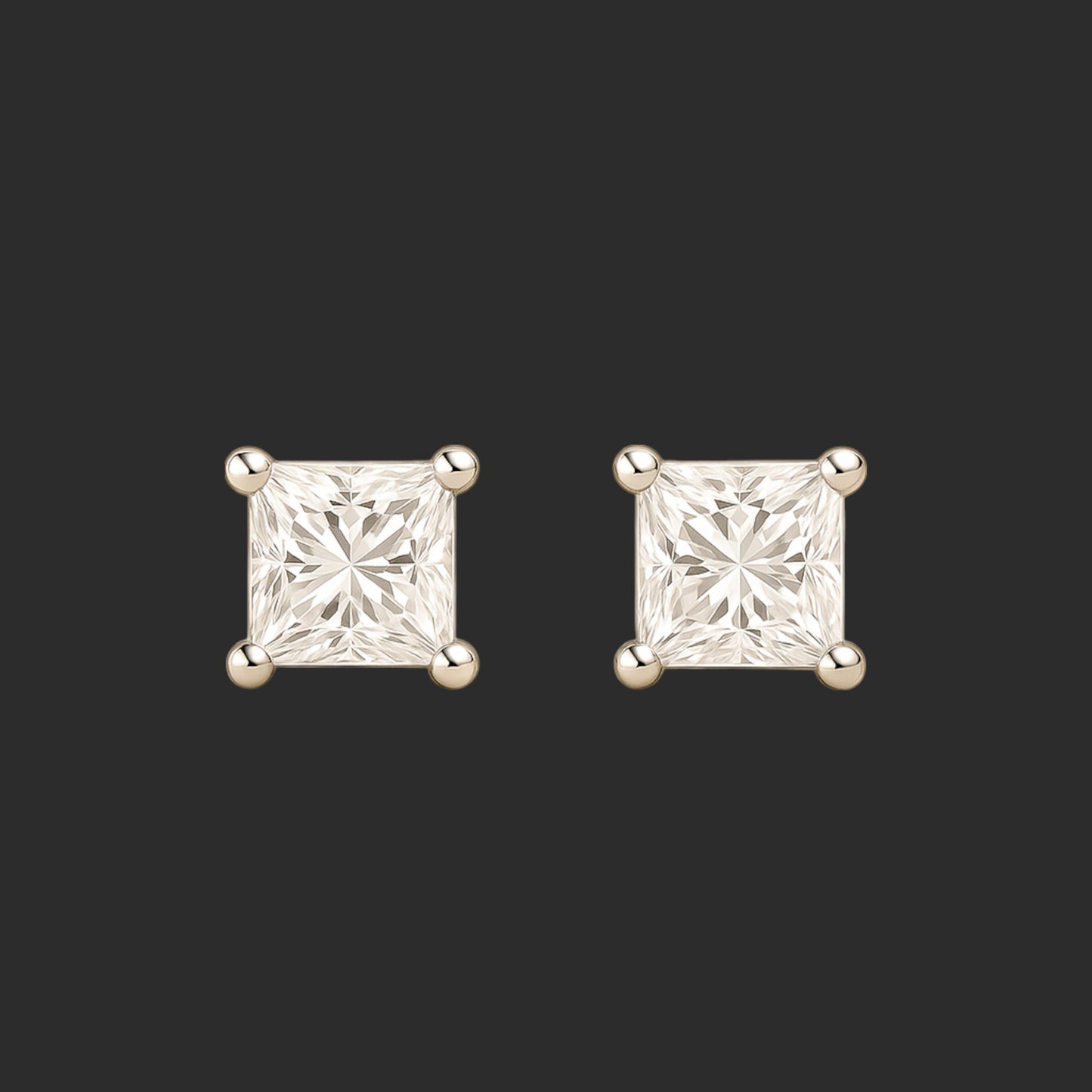 Princess-Cut Moissanite Stud Earrings