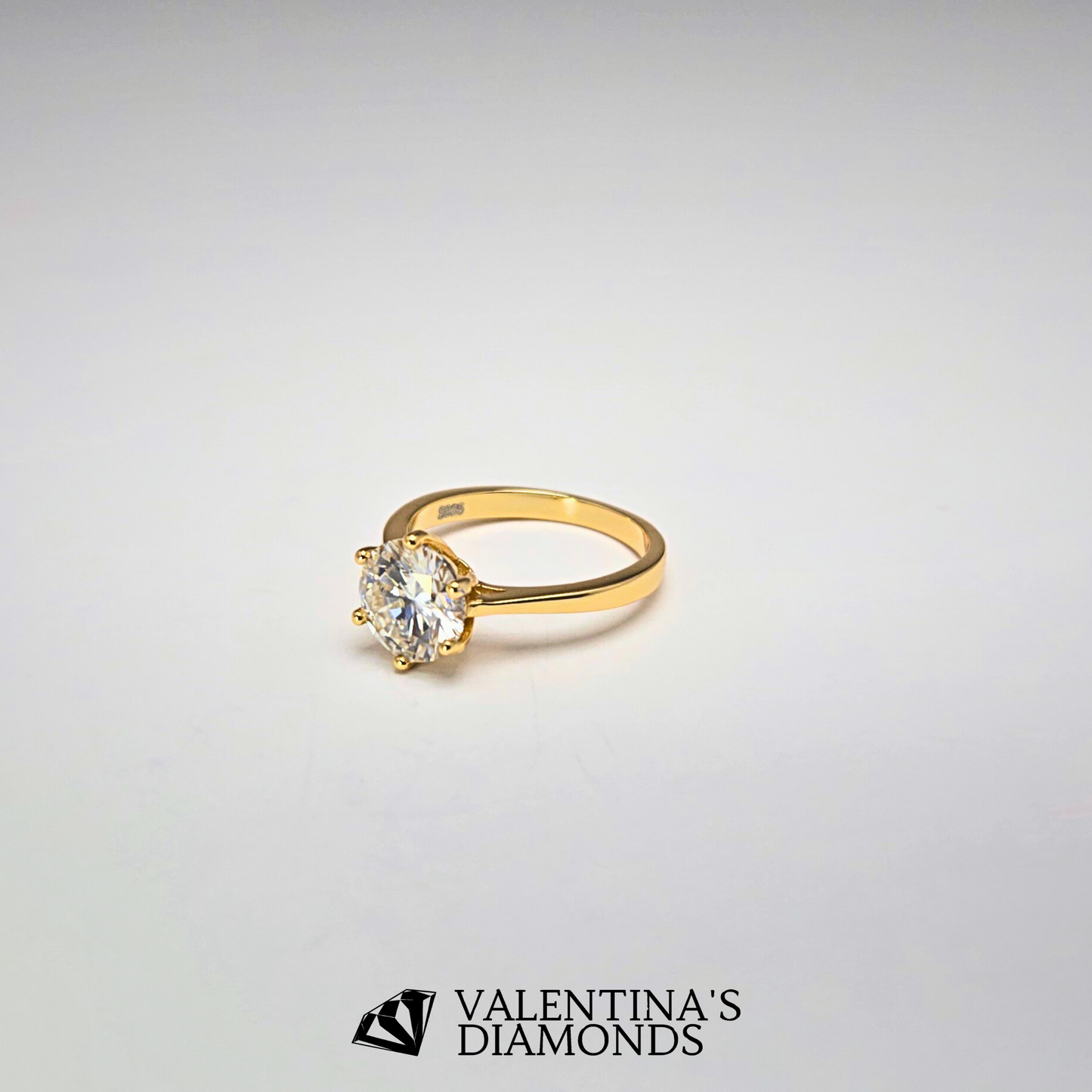 1CT Classic Solitaire Moissanite Ring in 18k Gold-Plated Sterling Silver