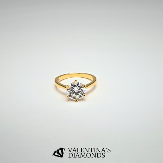 1CT Classic Solitaire Moissanite Ring in 18k Gold-Plated Sterling Silver