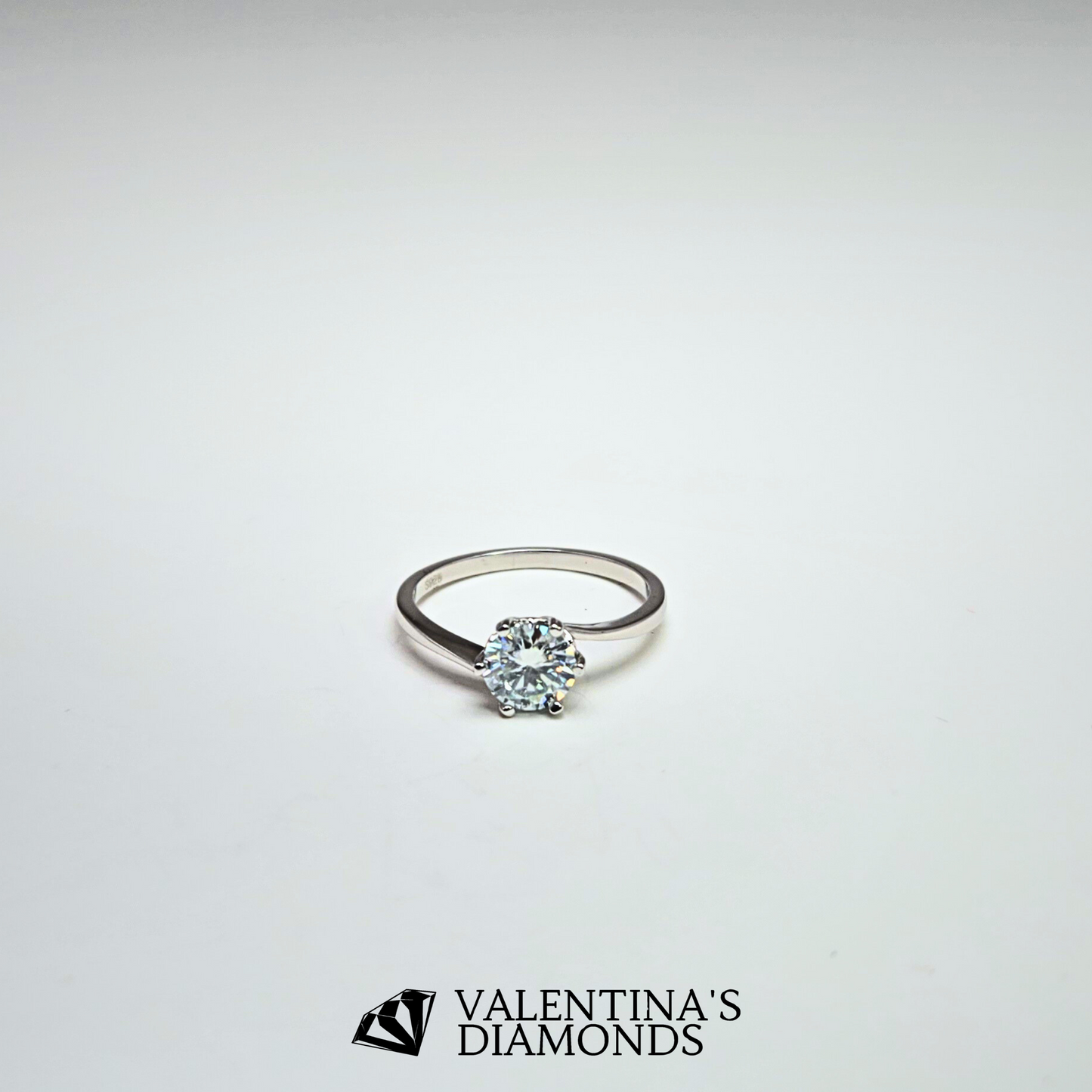 1CT Moissanite Solitaire Ring in Sterling Silver