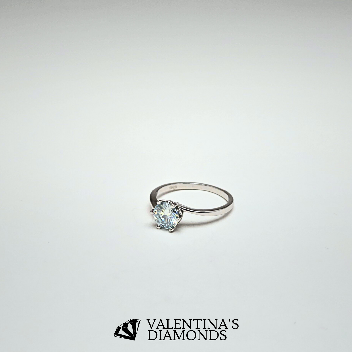 1CT Moissanite Solitaire Ring in Sterling Silver