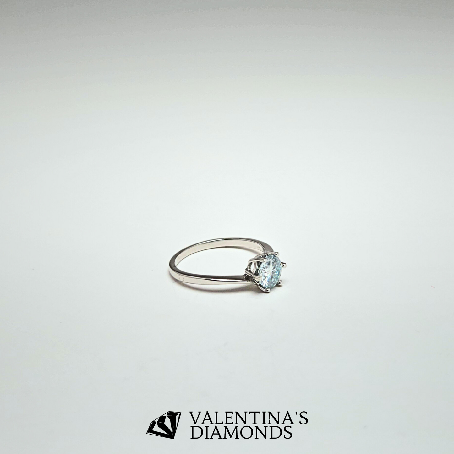 1CT Moissanite Solitaire Ring in Sterling Silver