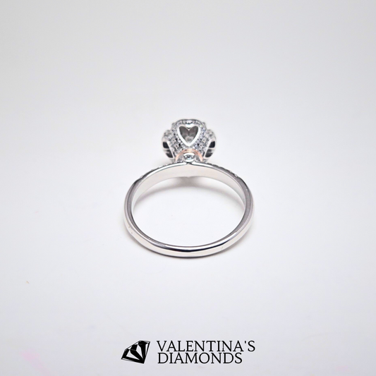 1CT Moissanite Heart Accent Ring in 18k White Gold Plated Sterling Silver