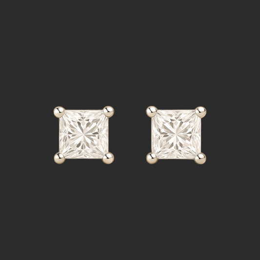 Princess-Cut Moissanite Stud Earrings