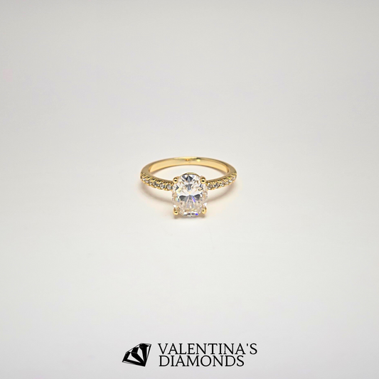 1CT Oval-Cut Moissanite Ring in 18k Gold-Plated Sterling Silver